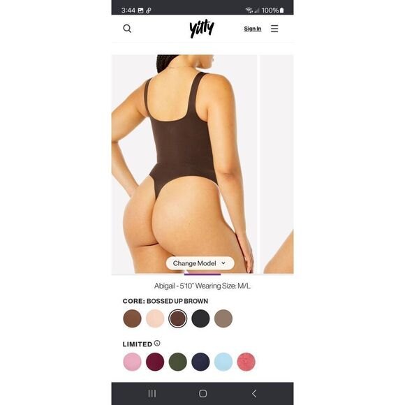 New XS/S Fabletics Bossed Brown Nearly Naked Shaping Thong Bodysuit Shapewear - Picture 3 of 8